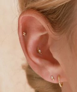 Astrid & Miyu Solid Gold Beaded Piercing Stud