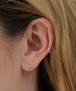 Astrid & Miyu Solid White Gold Beaded Piercing Stud