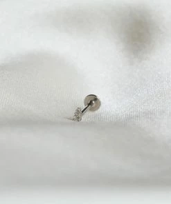 Astrid & Miyu Solid White Gold Stacked Crystal Piercing Stud 10 Astrid & Miyu Solid White Gold Stacked Crystal Piercing Stud