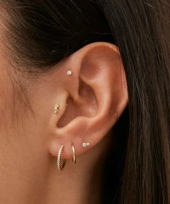 Astrid & Miyu Solid Gold Double Diamond Piercing Stud