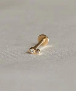 Astrid & Miyu Solid Gold Double Diamond Piercing Stud