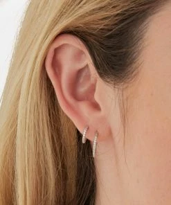 Astrid & Miyu Solid White Gold Crystal Piercing Hoop