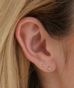 Astrid & Miyu Solid White Gold Large Ball Piercing Stud Earrings 8 Astrid & Miyu Solid White Gold Large Ball Piercing Stud Earrings