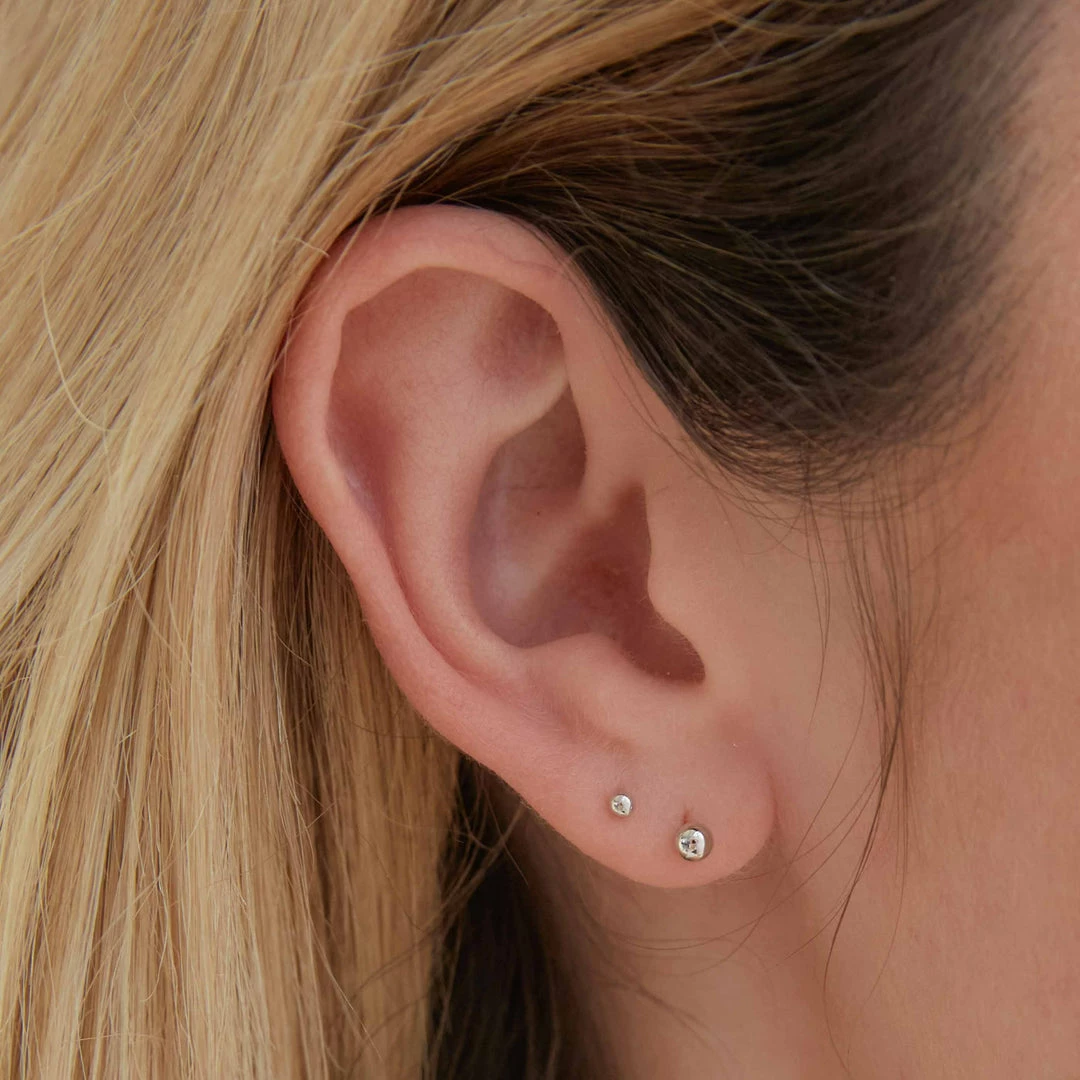 Astrid & Miyu Solid White Gold Large Ball Piercing Stud Earrings 4 Astrid & Miyu Solid White Gold Large Ball Piercing Stud Earrings