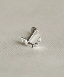 Astrid & Miyu Solid White Gold Crystal Curved Piercing Stud Earrings 10 Astrid & Miyu Solid White Gold Crystal Curved Piercing Stud Earrings