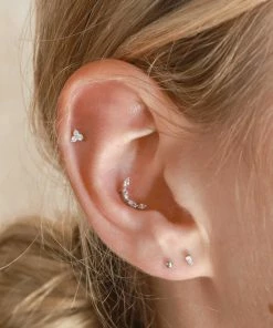 Astrid & Miyu Solid White Gold Crystal Curved Piercing Stud Earrings 11 Astrid & Miyu Solid White Gold Crystal Curved Piercing Stud Earrings