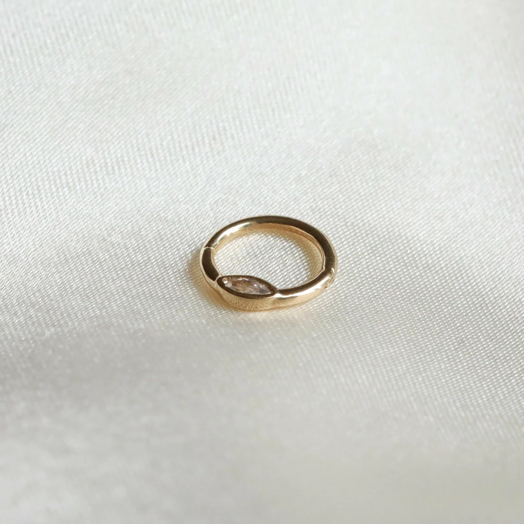 Astrid & Miyu Earrings Solid Gold Marquise Daith Hoop 5 Astrid & Miyu Earrings Solid Gold Marquise Daith Hoop