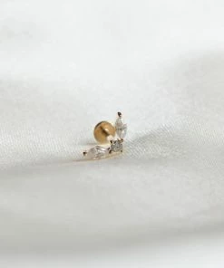 Astrid & Miyu Solid Gold Marquise Fan Piercing Stud 10 Astrid & Miyu Solid Gold Marquise Fan Piercing Stud