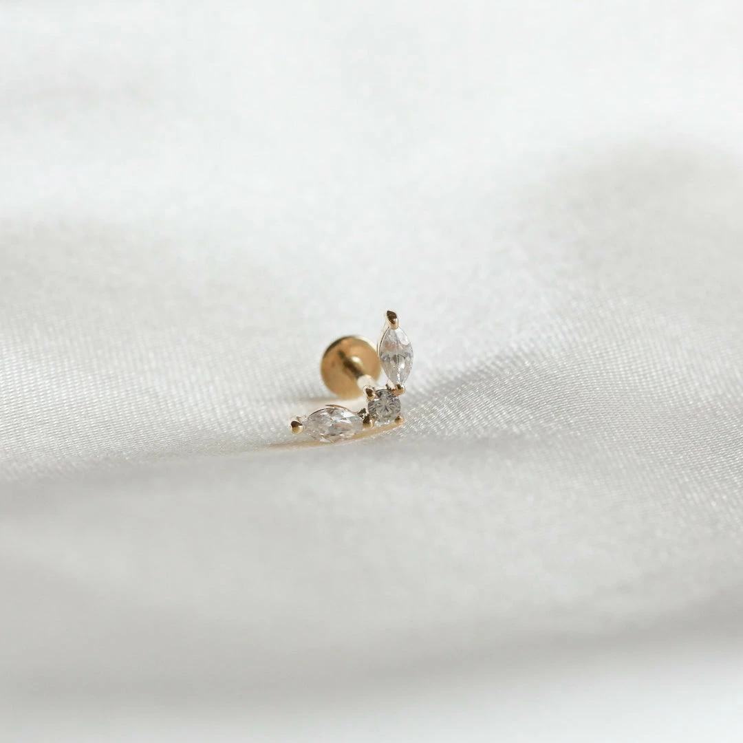 Astrid & Miyu Solid Gold Marquise Fan Piercing Stud 6 Astrid & Miyu Solid Gold Marquise Fan Piercing Stud