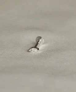 Astrid & Miyu Earrings Solid White Gold Marquise Piercing Stud