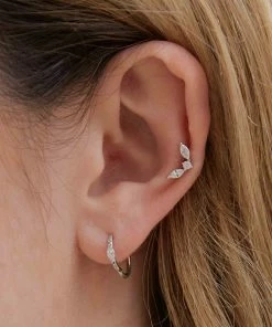 Astrid & Miyu Solid White Gold Marquise Piercing Hoop