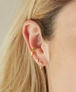 Astrid & Miyu Solid Gold Marquise Piercing Hoop Earrings