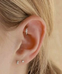 Astrid & Miyu Earrings Solid White Gold Marquise Rook Hoop