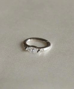 Astrid & Miyu Earrings Solid White Gold Marquise Rook Hoop