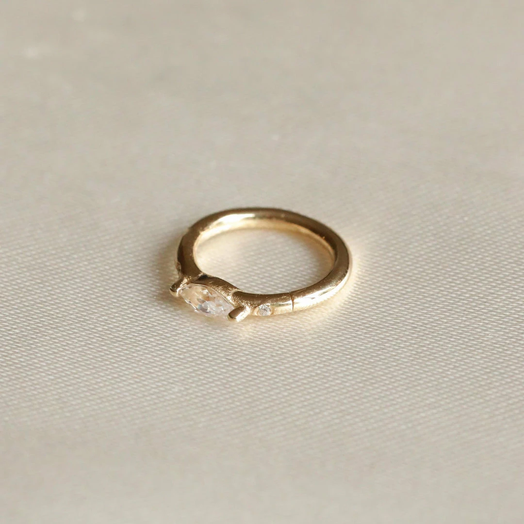 Astrid & Miyu Solid Gold Marquise Piercing Hoop Earrings 6 Astrid & Miyu Solid Gold Marquise Piercing Hoop Earrings