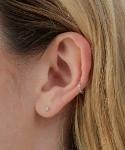 Astrid & Miyu Solid White Gold Simple Piercing Hoop