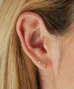 Astrid & Miyu Earrings Solid Gold Diamond Piercing Stud