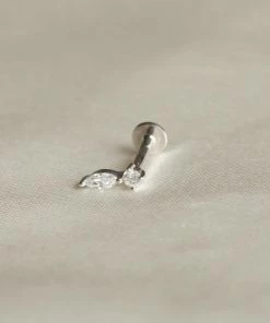 Astrid & Miyu Earrings Solid White Gold Teardrop Piercing Stud