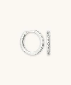 Astrid & Miyu Prism Crystal Hoops In Silver