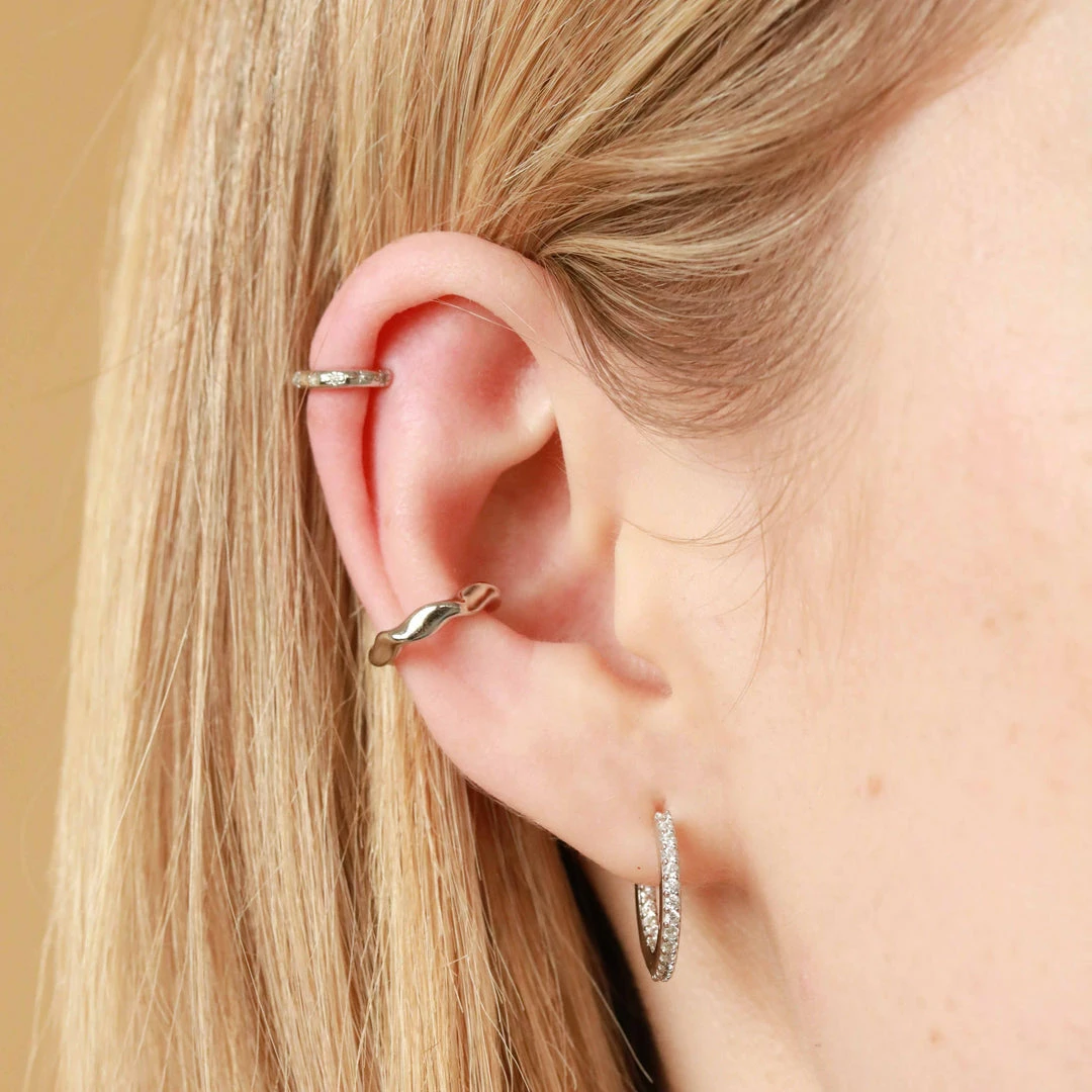 Astrid & Miyu Earrings Iridescent Crystal Hoops In Silver 6 Astrid & Miyu Earrings Iridescent Crystal Hoops In Silver