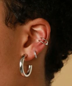 Astrid & Miyu Earrings Prism Crystal Hoop 6.5mm In Silver