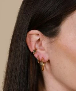 Astrid & Miyu Earrings Prism Crystal Hoops In Gold
