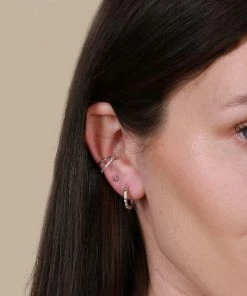 Astrid & Miyu Prism Crystal Hoops In Silver