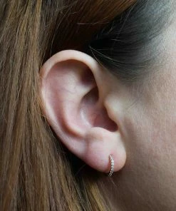 Astridandmiyu Earrings Single Dia Base Hoop In Rose Gold 10 Astridandmiyu Earrings Single Dia Base Hoop In Rose Gold