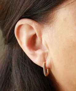 Astrid & Miyu Earrings Rectangular Glimmer Hoops In Gold 9 Astrid & Miyu Earrings Rectangular Glimmer Hoops In Gold