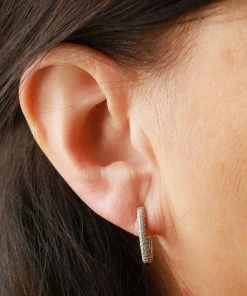 Astrid & Miyu Earrings Rectangular Glimmer Hoops In Silver 9 Astrid & Miyu Earrings Rectangular Glimmer Hoops In Silver