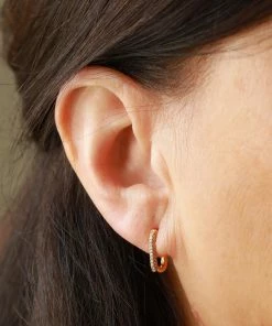 Astrid & Miyu Rectangular Glimmer Huggies In Gold 9 Astrid & Miyu Rectangular Glimmer Huggies In Gold