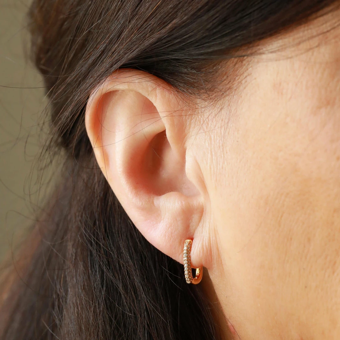 Astrid & Miyu Rectangular Glimmer Huggies In Gold 6 Astrid & Miyu Rectangular Glimmer Huggies In Gold