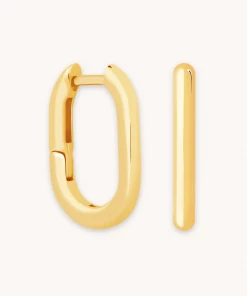 Astrid & Miyu Earrings Rectangular Hoops In Gold