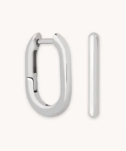 Astrid & Miyu Rectangular Hoops In Silver