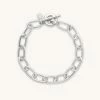 Astrid & Miyu Ripple T-Bar Chunky Bracelet In Silver 1 Astrid & Miyu Ripple T-Bar Chunky Bracelet In Silver