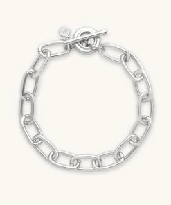 Astrid & Miyu Ripple T-Bar Chunky Bracelet In Silver