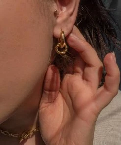 Astrid & Miyu Sale Rope Charm Hoops In Gold 13 Astrid & Miyu Sale Rope Charm Hoops In Gold