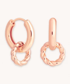 Astrid & Miyu Sale Rope Charm Hoops In Rose Gold