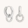 Astrid & Miyu Rope Charm Hoops In Silver