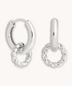 Astrid & Miyu Rope Charm Hoops In Silver