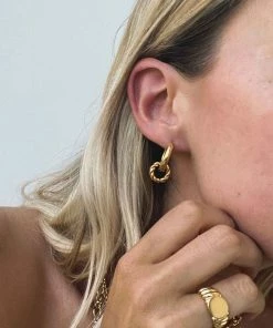 Astrid & Miyu Sale Rope Charm Hoops In Gold