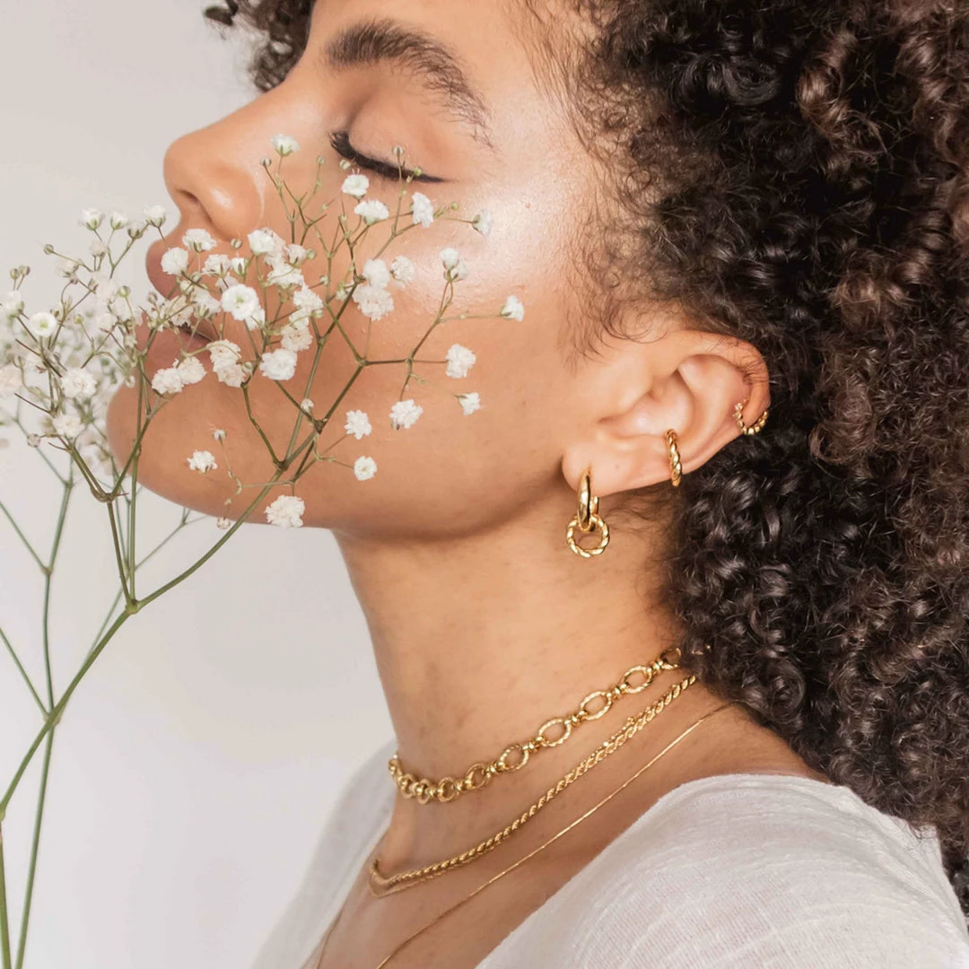 Astrid & Miyu Sale Rope Charm Hoops In Gold 6 Astrid & Miyu Sale Rope Charm Hoops In Gold