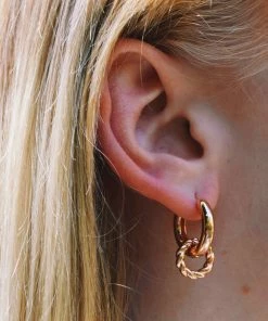 Astrid & Miyu Sale Rope Charm Hoops In Rose Gold 7 Astrid & Miyu Sale Rope Charm Hoops In Rose Gold