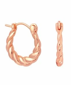 Astrid & Miyu Twisted Mini Hoops In Rose Gold Sale