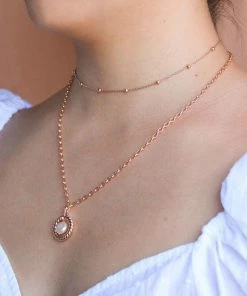 Astrid & Miyu Sale Rope & Pearl Pendant Necklace In Rose Gold 8 Astrid & Miyu Sale Rope & Pearl Pendant Necklace In Rose Gold