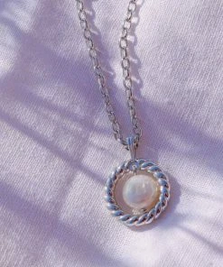 Astrid & Miyu Rope & Pearl Pendant Necklace In Silver