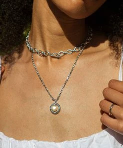 Astrid & Miyu Rope & Pearl Pendant Necklace In Silver