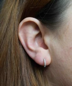 Astridandmiyu Earrings Single Dia Base Hoop In Silver