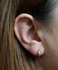 Astridandmiyu Earrings Single Square Edge Base Hoop In Silver 8 Astridandmiyu Earrings Single Square Edge Base Hoop In Silver