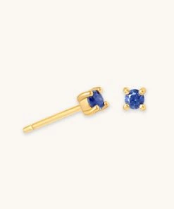Astrid & Miyu September Birthstone Stud Earrings In Gold With Sapphire CZ Birthstone Earrings